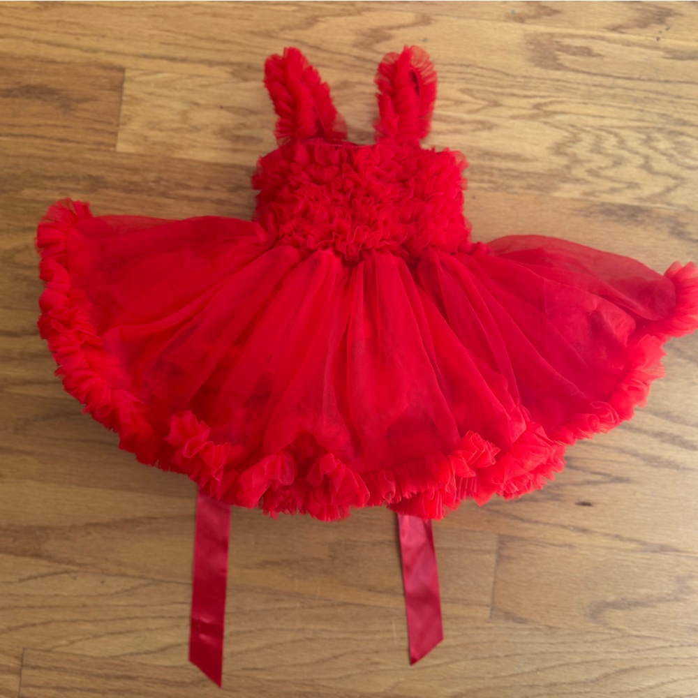 Ruffle Butts Red Tulle Baby Dress - Size 0-12 months - Picture 5 of 15